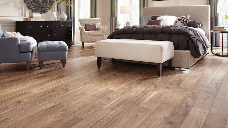 wood look laminate flooring in a bedroom